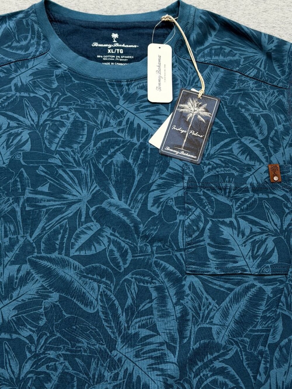Tommy Bahama Mens Ben & Terry Twilight Palms Crew Sweatshirt Blue Toucan XL NWT